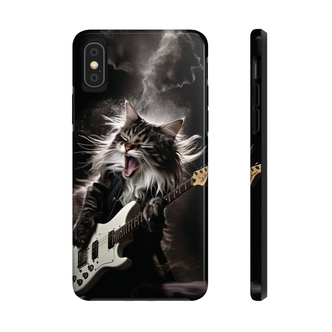 Cool Cat Playing Guitar Music Tough Phone Cases - Madee's Boutique Phone Case Print On Demand Partners Accessories Glossy