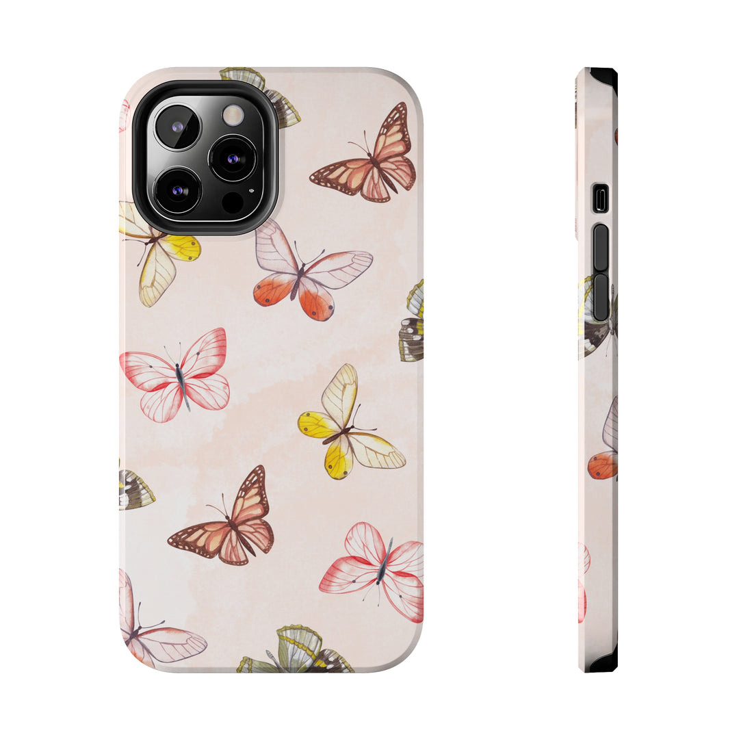 Pastel Pink Tough iPhone Cases with butterfly