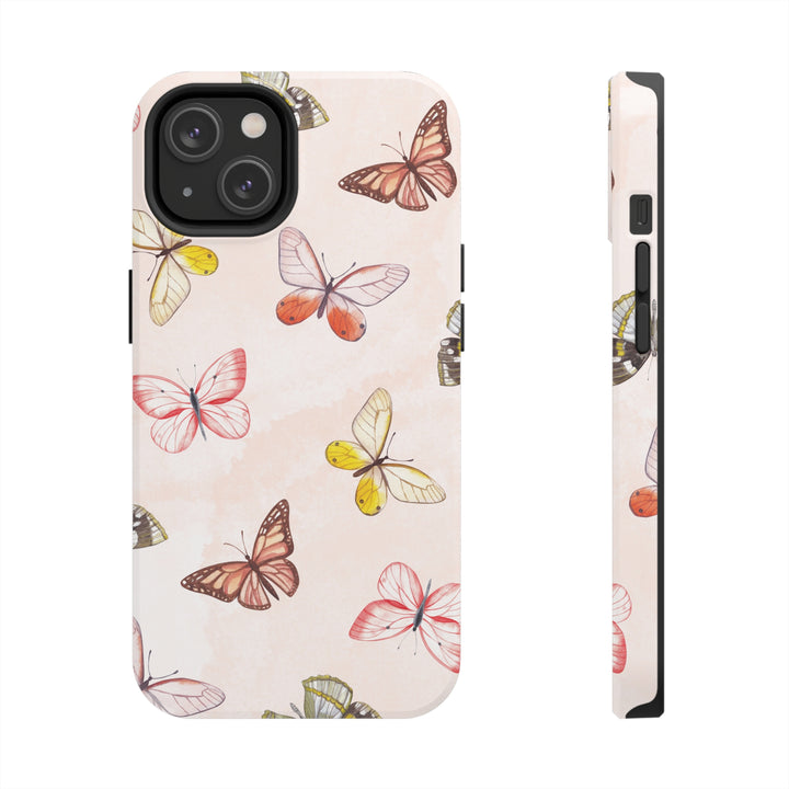 Pastel Pink Tough iPhone Cases with butterfly