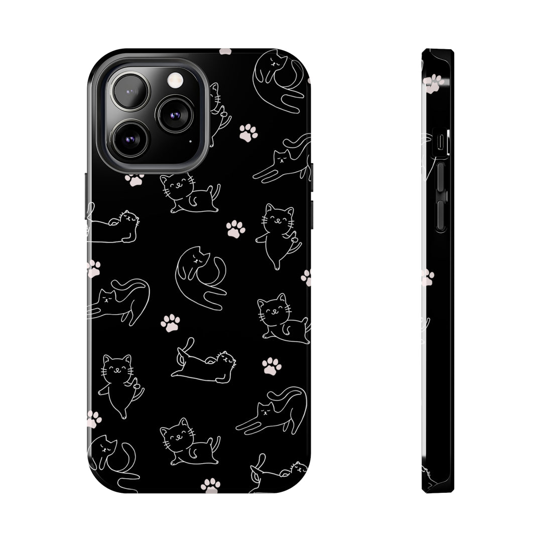 Yoga Cat Black and White Tough iPhone Cases