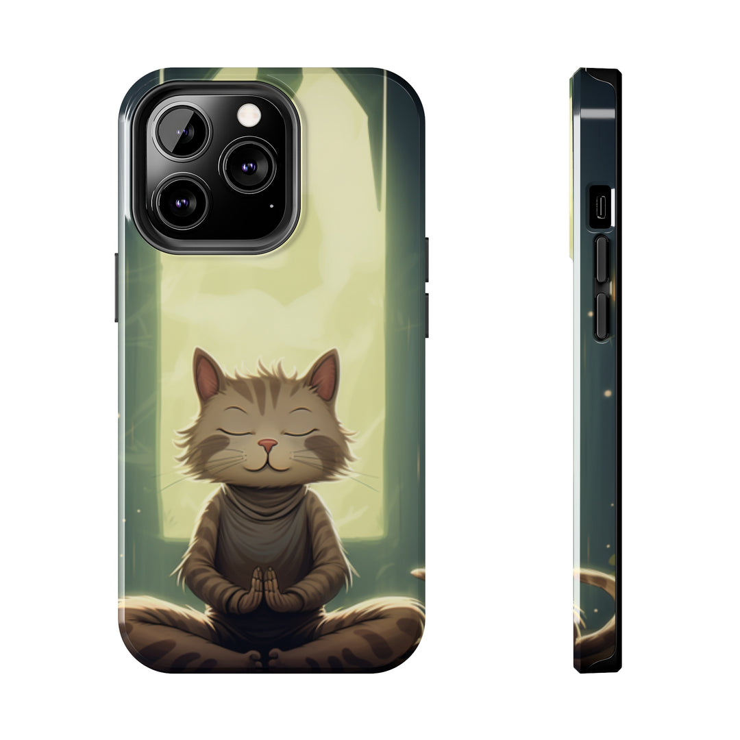 Grey Meditation Cat Tough iPhone Cases MADEE'S EXCLUSIVES