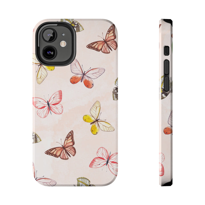 Pastel Pink Tough iPhone Cases with butterfly