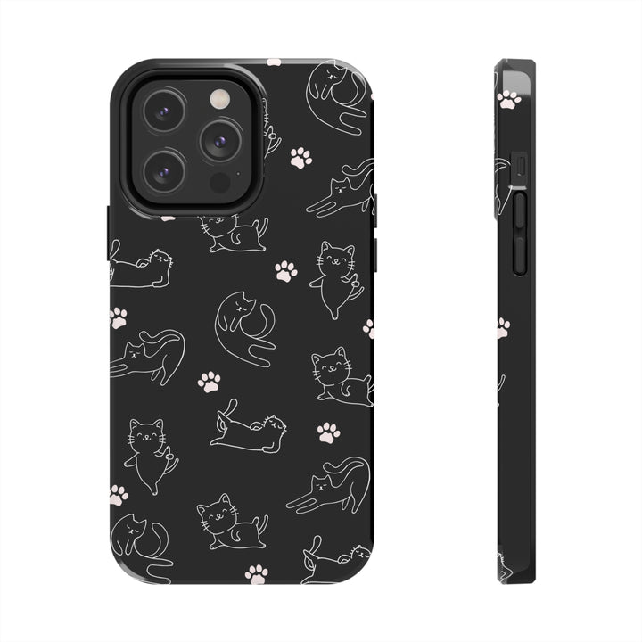 Yoga Cat Black and White Tough iPhone Cases