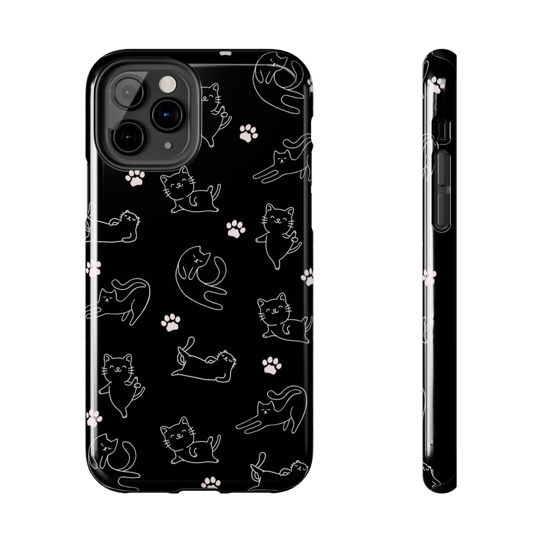 Yoga Cat Black and White Tough iPhone Cases