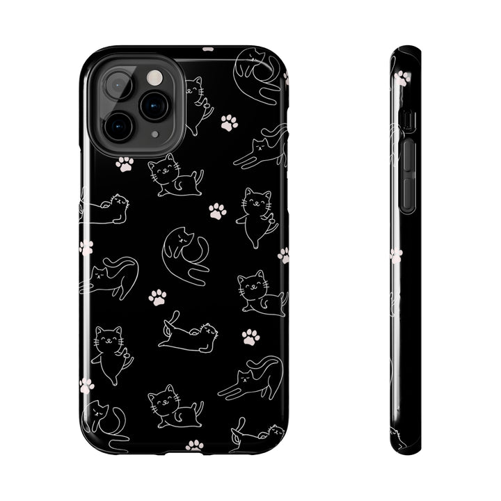 Yoga Cat Black and White Tough iPhone Cases