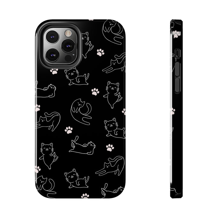 Yoga Cat Black and White Tough iPhone Cases