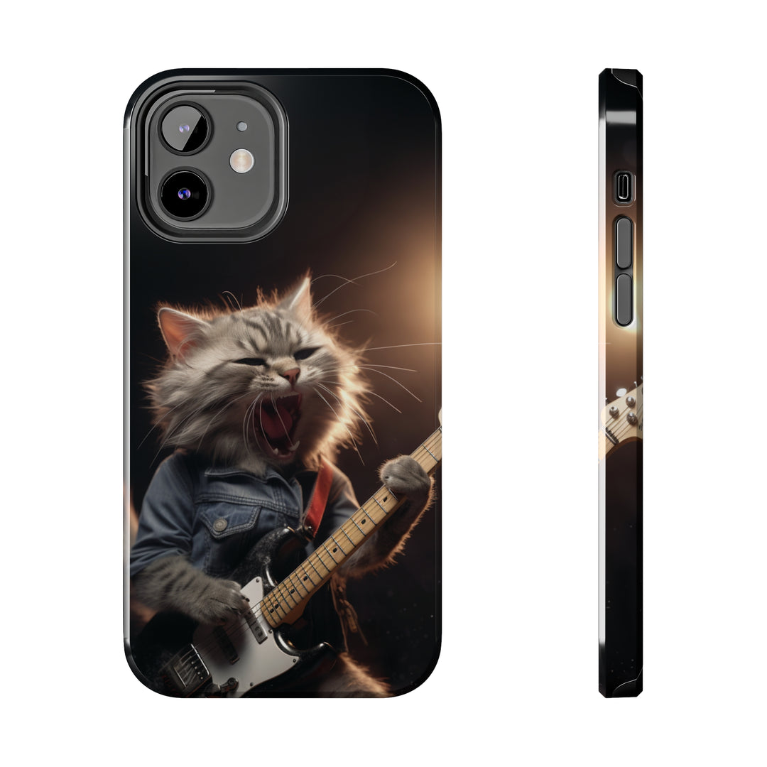 Cool Cat Playing Guitar Music Tough Phone Cases - Madee's Boutique Phone Case Print On Demand Partners Accessories Glossy