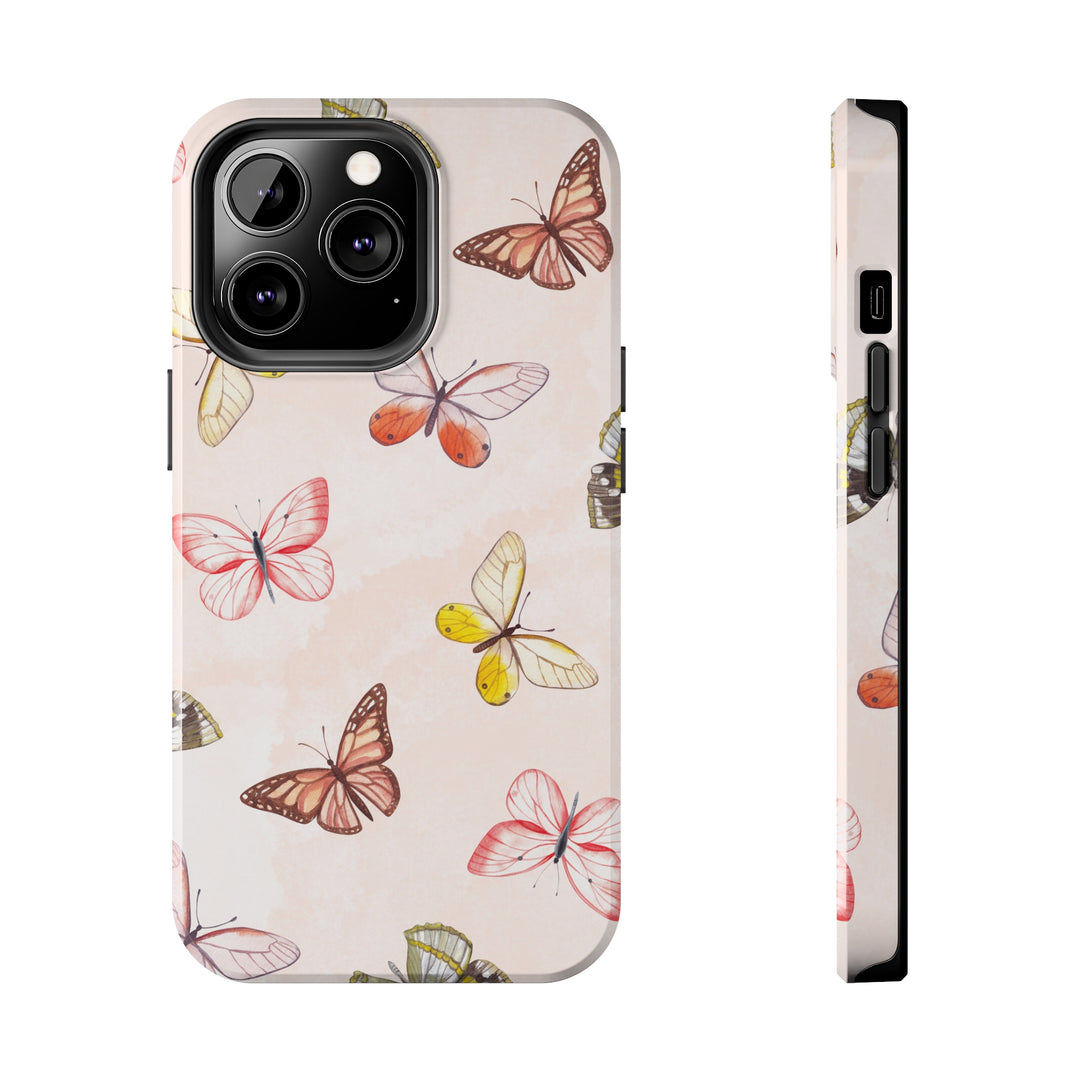 Pastel Pink Tough iPhone Cases with butterfly