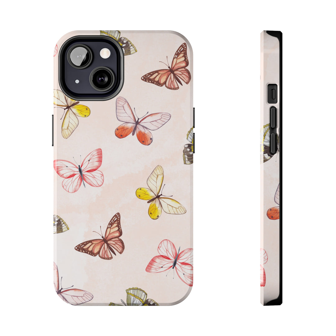 Pastel Pink Tough iPhone Cases with butterfly