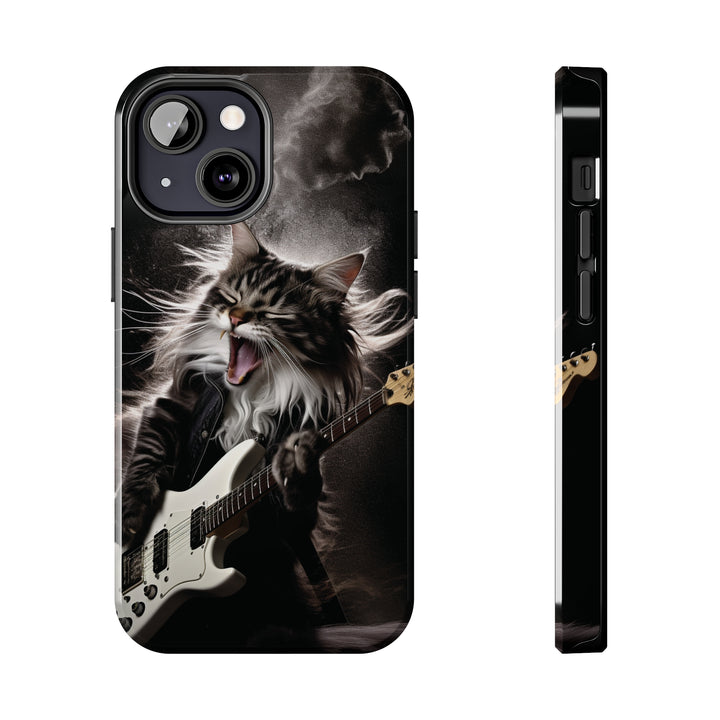 Cool Cat Playing Guitar Music Tough Phone Cases - Madee's Boutique Phone Case Print On Demand Partners Accessories Glossy