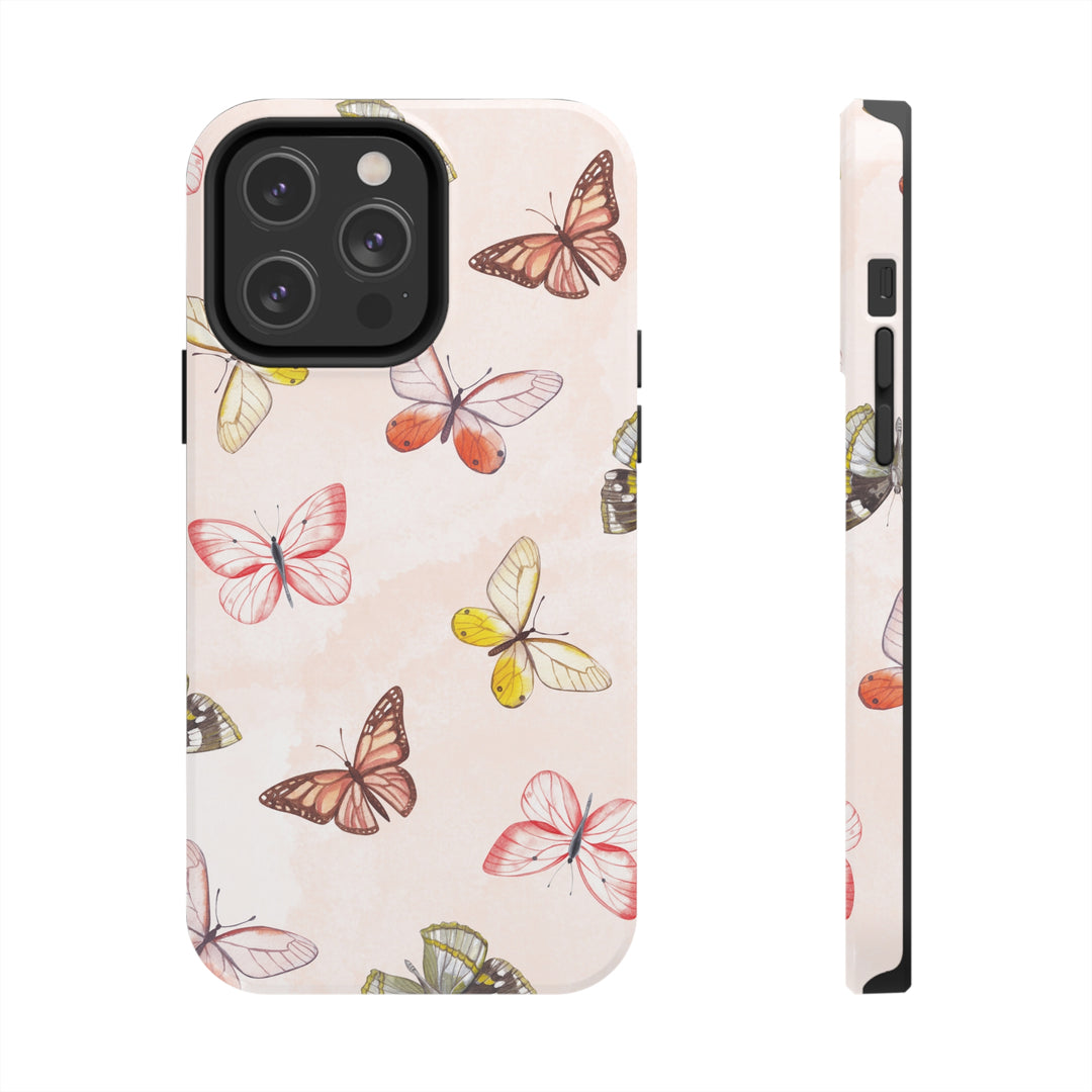 Pastel Pink Tough iPhone Cases with butterfly