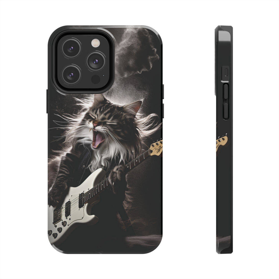 Cool Cat Playing Guitar Music Tough Phone Cases - Madee's Boutique Phone Case Print On Demand Partners Accessories Glossy