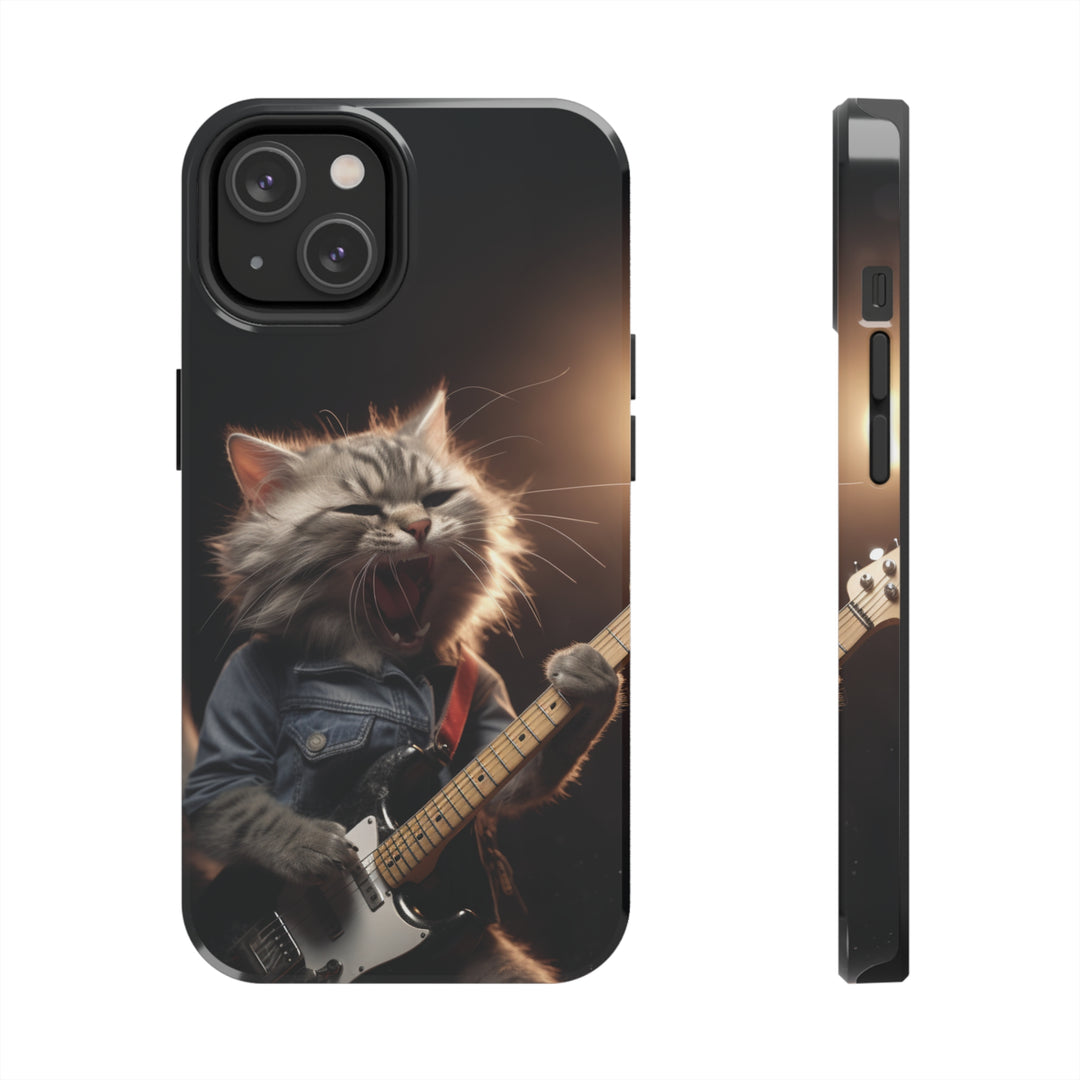 Cool Cat Playing Guitar Music Tough Phone Cases - Madee's Boutique Phone Case Print On Demand Partners Accessories Glossy