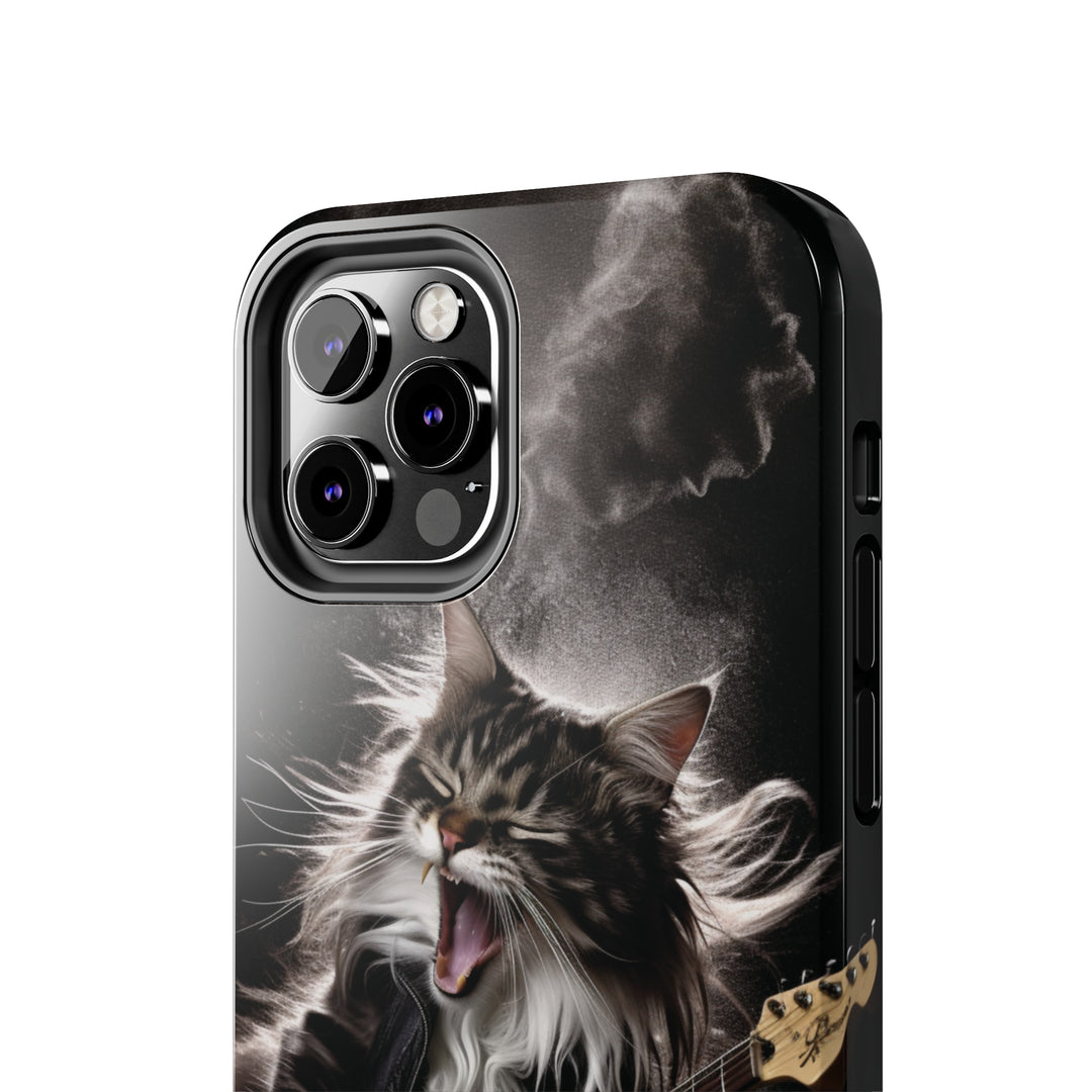 Cool Cat Playing Guitar Music Tough Phone Cases - Madee's Boutique Phone Case Print On Demand Partners Accessories Glossy