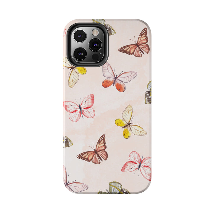 Pastel Pink Tough iPhone Cases with butterfly