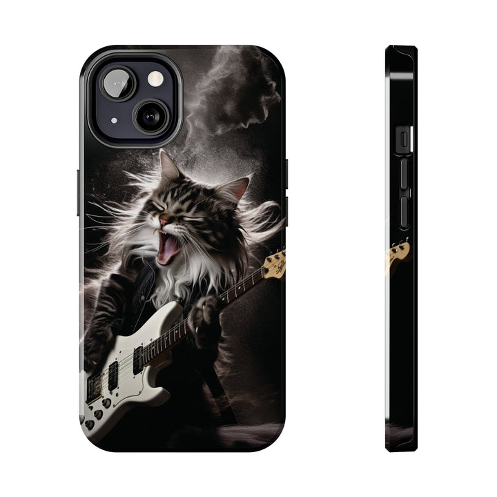 Cool Cat Playing Guitar Music Tough Phone Cases - Madee's Boutique Phone Case Print On Demand Partners Accessories Glossy