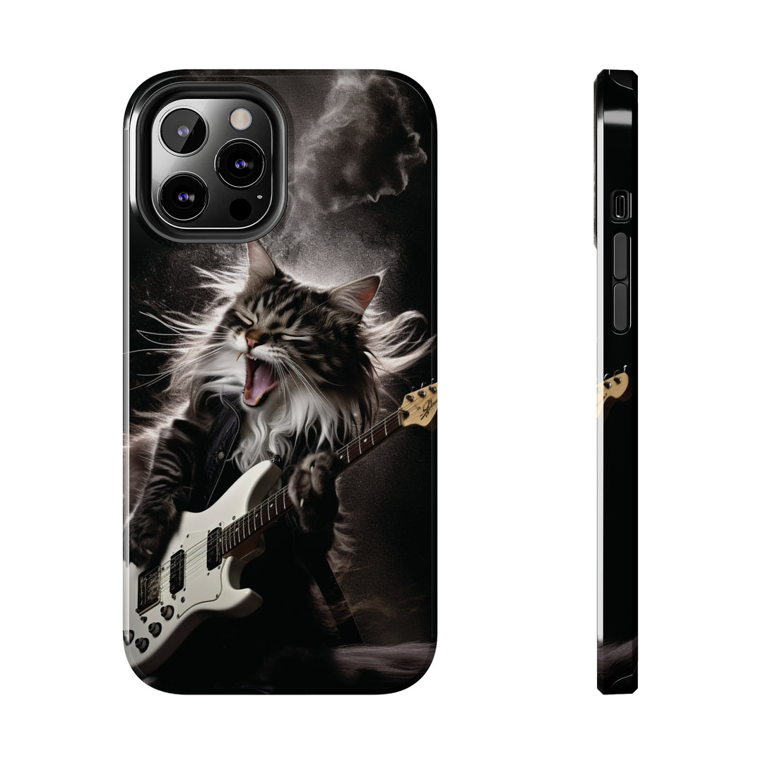 Cool Cat Playing Guitar Music Tough Phone Cases - Madee's Boutique Phone Case Print On Demand Partners Accessories Glossy