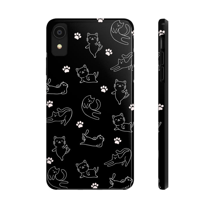 Yoga Cat Black and White Tough iPhone Cases