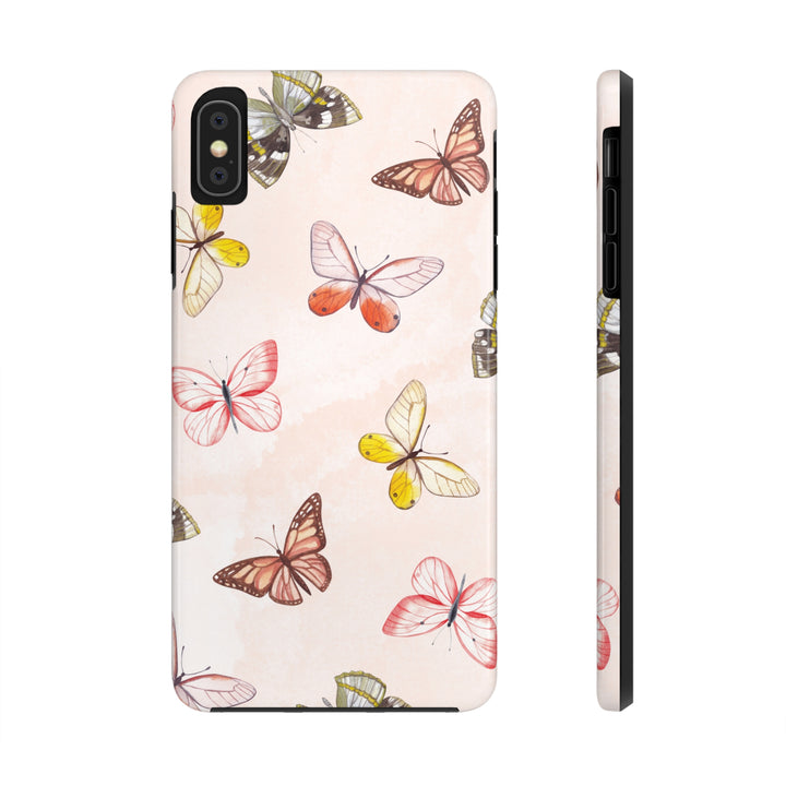 Pastel Pink Tough iPhone Cases with butterfly