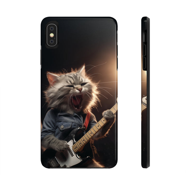 Cool Cat Playing Guitar Music Tough Phone Cases - Madee's Boutique Phone Case Print On Demand Partners Accessories Glossy