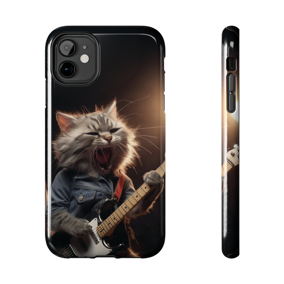 Cool Cat Playing Guitar Music Tough Phone Cases - Madee's Boutique Phone Case Print On Demand Partners Accessories Glossy