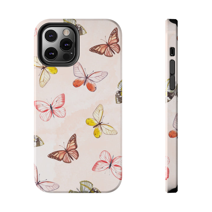 Pastel Pink Tough iPhone Cases with butterfly