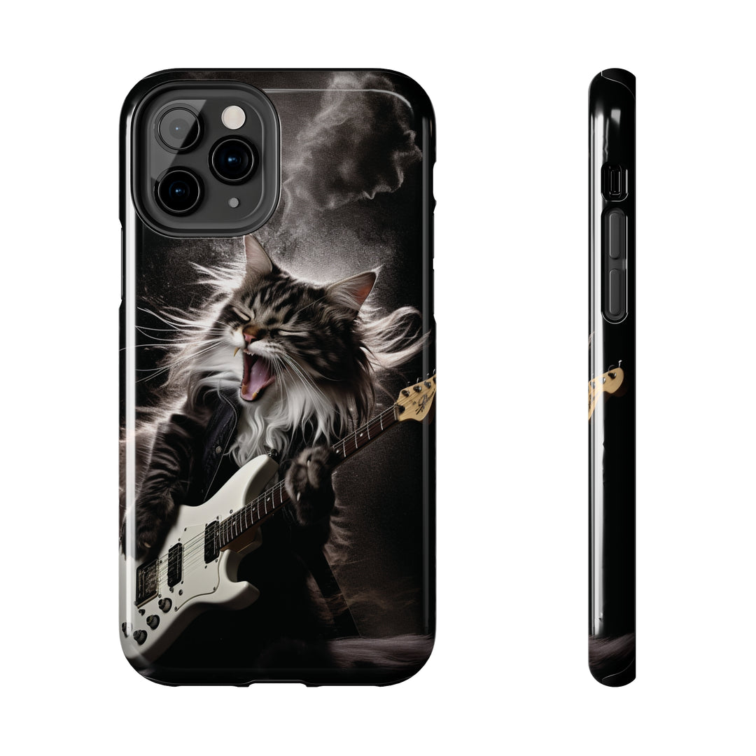 Cool Cat Playing Guitar Music Tough Phone Cases - Madee's Boutique Phone Case Print On Demand Partners Accessories Glossy