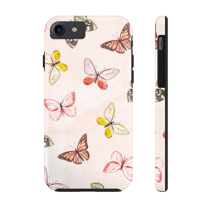 Pastel Pink Tough iPhone Cases with butterfly