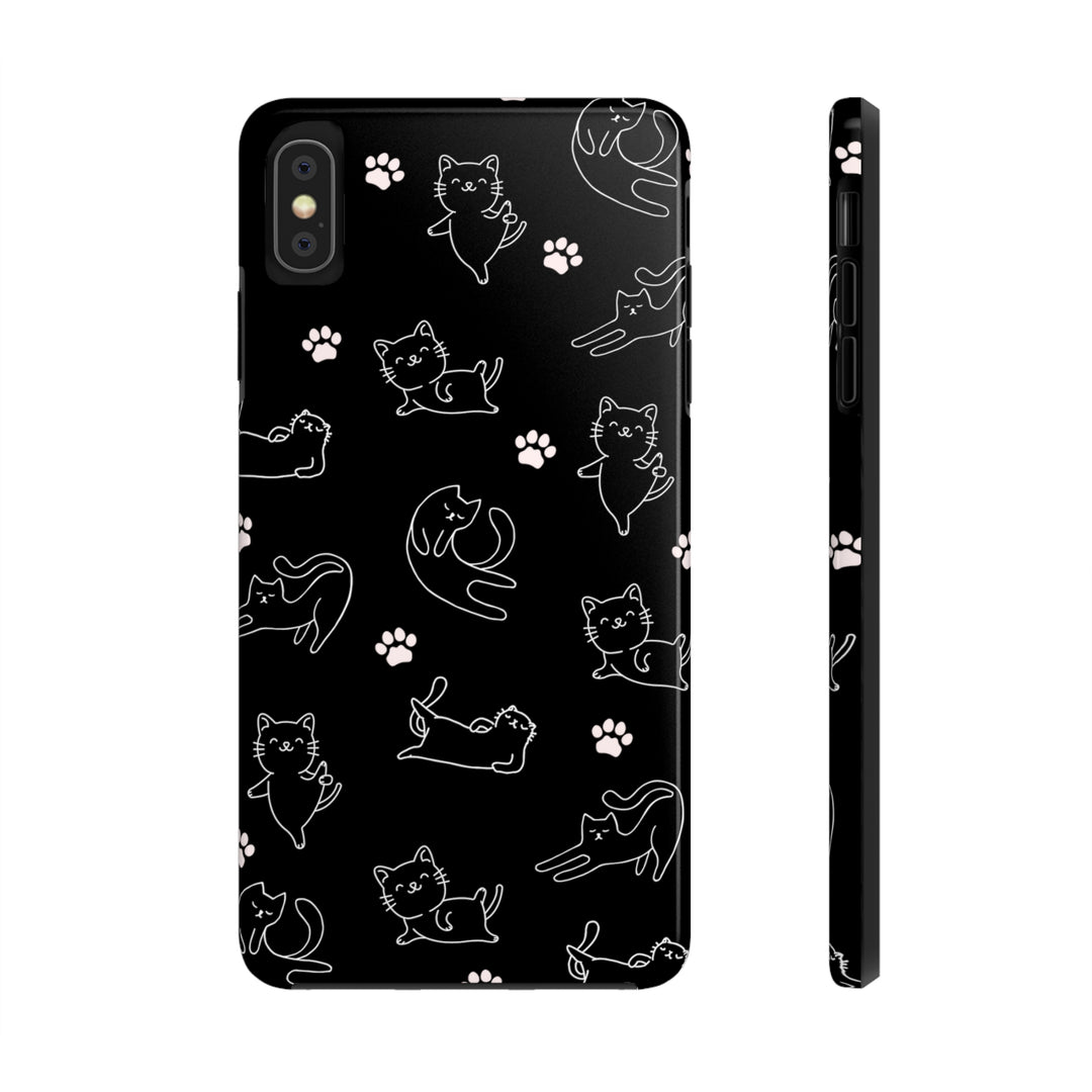 Yoga Cat Black and White Tough iPhone Cases