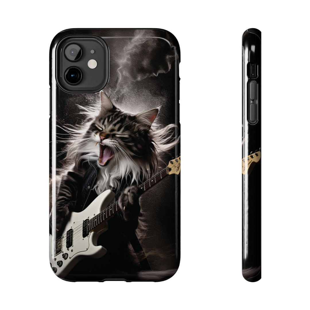 Cool Cat Playing Guitar Music Tough Phone Cases - Madee's Boutique Phone Case Print On Demand Partners Accessories Glossy