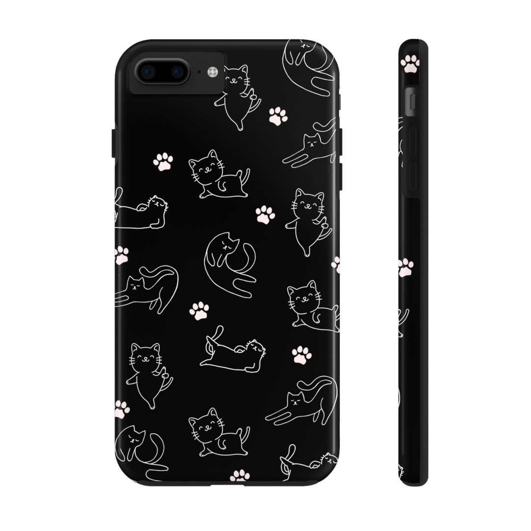 Yoga Cat Black and White Tough iPhone Cases