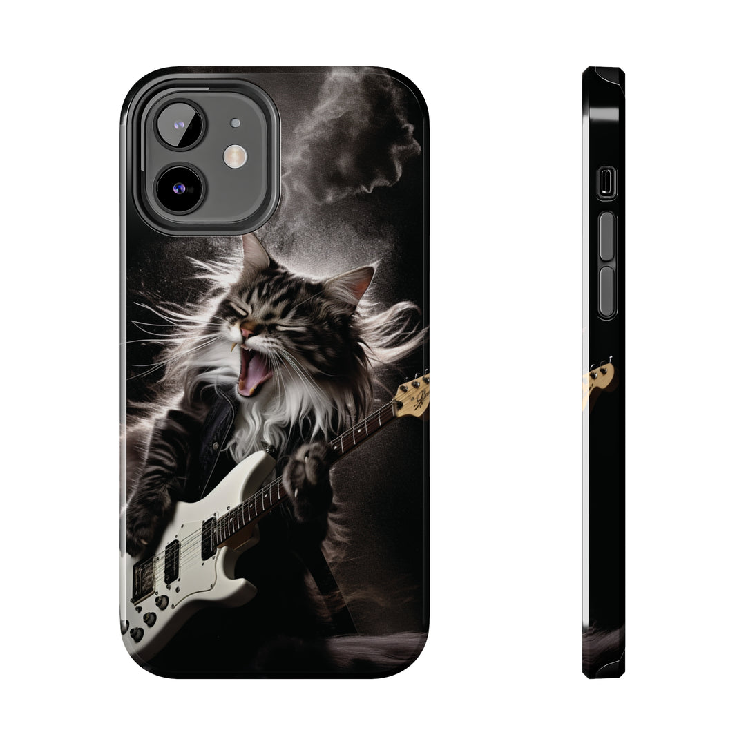 Cool Cat Playing Guitar Music Tough Phone Cases - Madee's Boutique Phone Case Print On Demand Partners Accessories Glossy