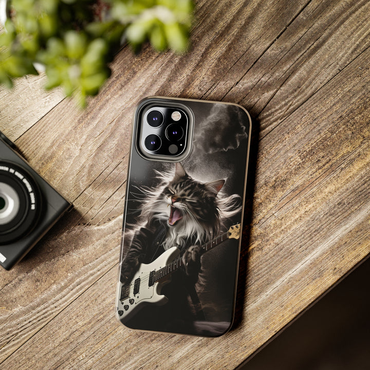 Cool Cat Playing Guitar Music Tough Phone Cases - Madee's Boutique Phone Case Print On Demand Partners Accessories Glossy