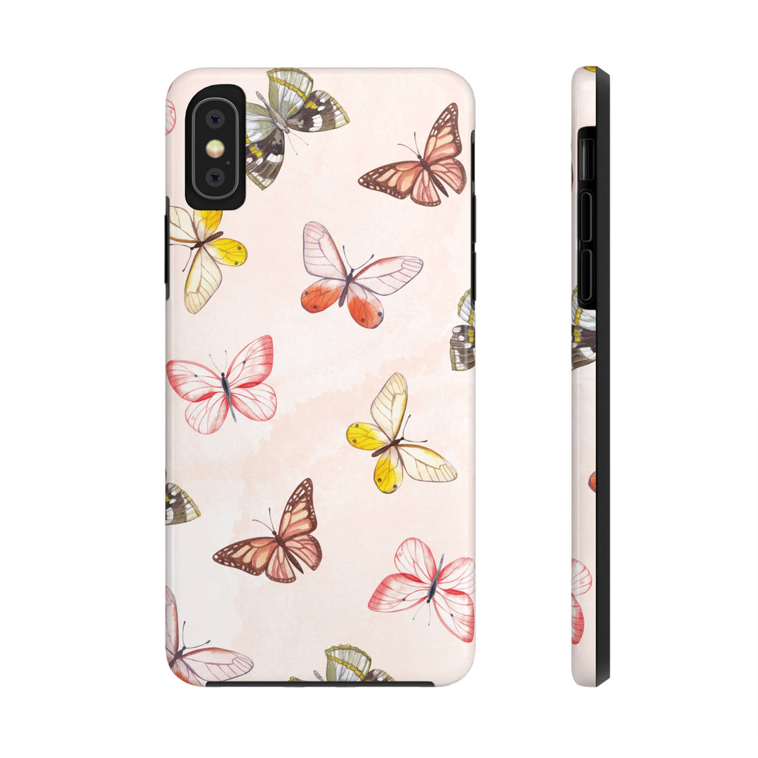 Pastel Pink Tough iPhone Cases with butterfly