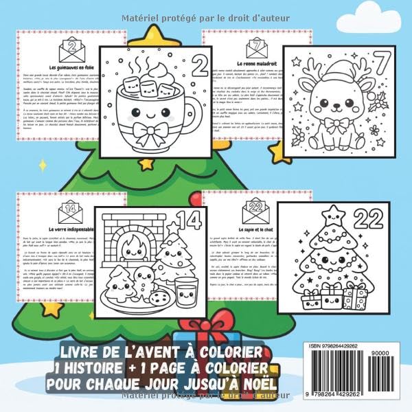 24 Jours de Noël : Colorie et Lis: Un merveilleux livre de l’Avent à colorier avec 24 histoires et 25 coloriages pour chaque jour jusqu’à Noël