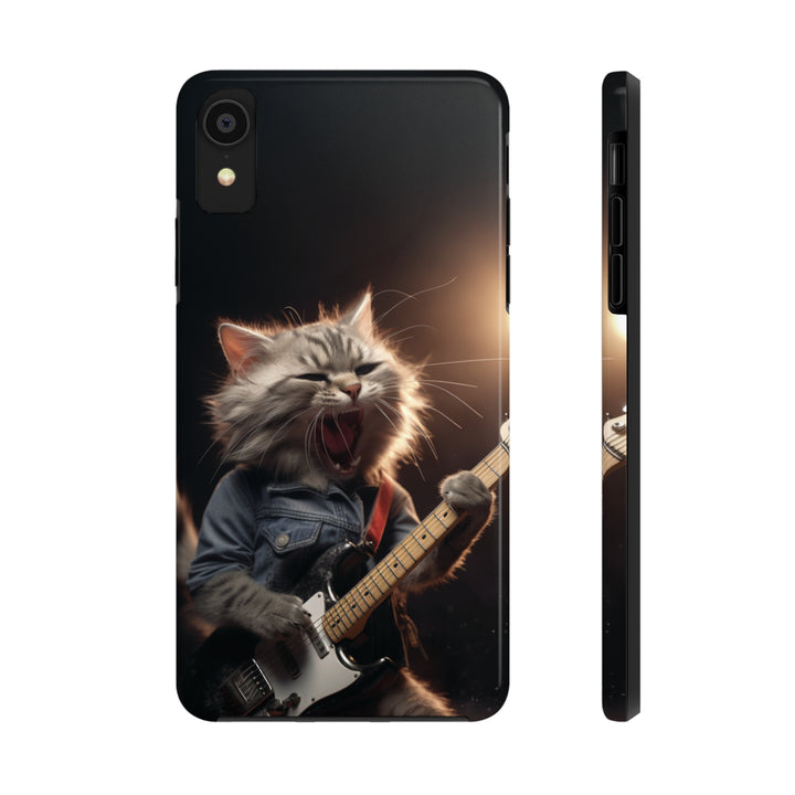 Cool Cat Playing Guitar Music Tough Phone Cases - Madee's Boutique Phone Case Print On Demand Partners Accessories Glossy