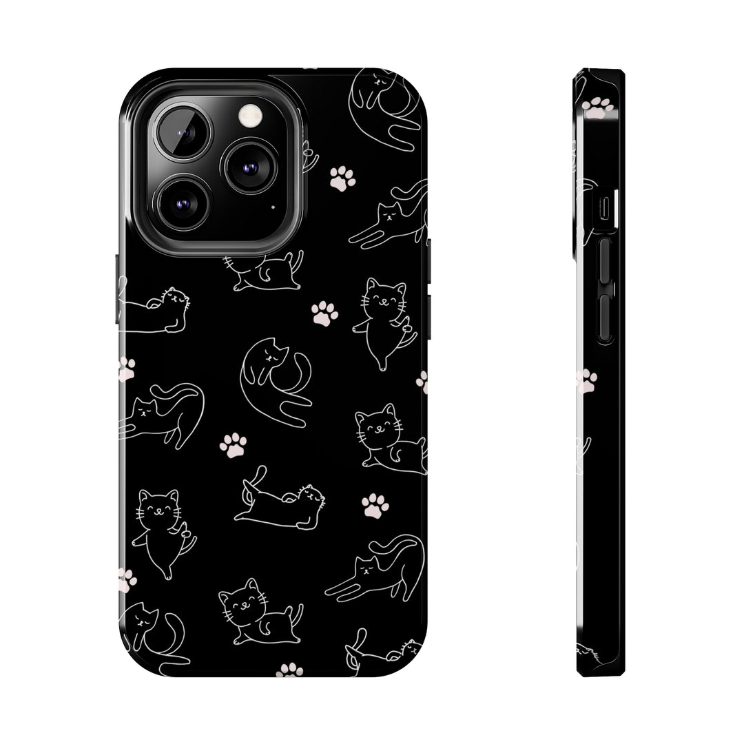 Yoga Cat Black and White Tough iPhone Cases