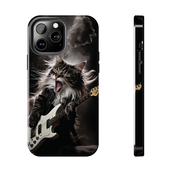 Cool Cat Playing Guitar Music Tough Phone Cases - Madee's Boutique Phone Case Print On Demand Partners Accessories Glossy