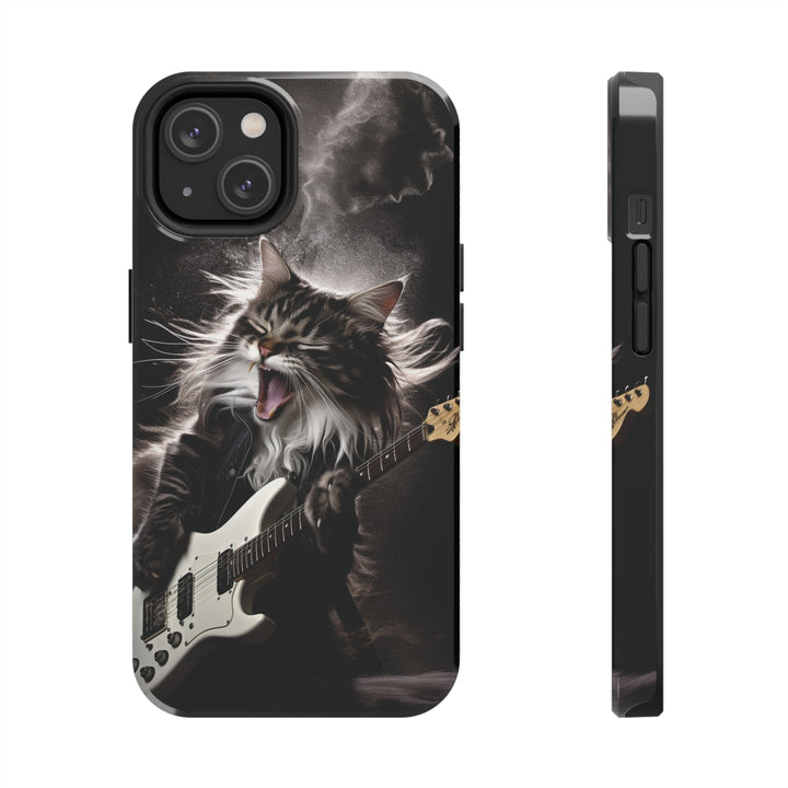 Cool Cat Playing Guitar Music Tough Phone Cases - Madee's Boutique Phone Case Print On Demand Partners Accessories Glossy