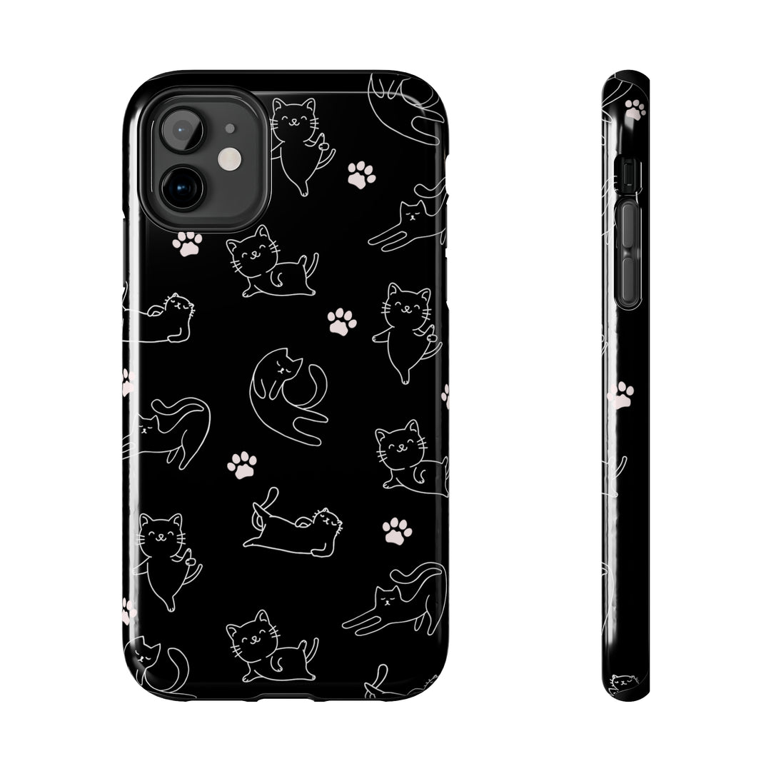 Yoga Cat Black and White Tough iPhone Cases