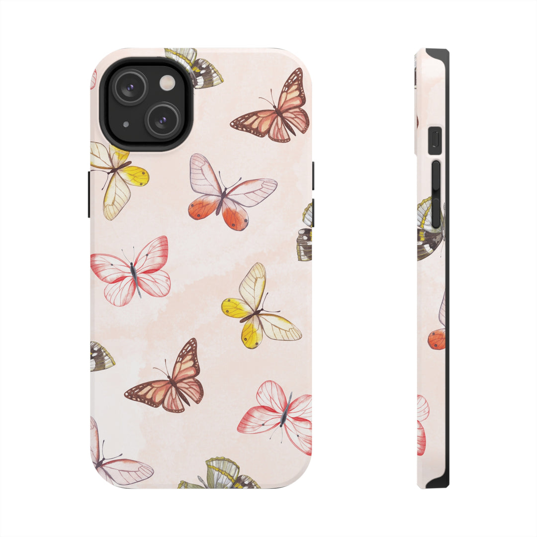 Pastel Pink Tough iPhone Cases with butterfly