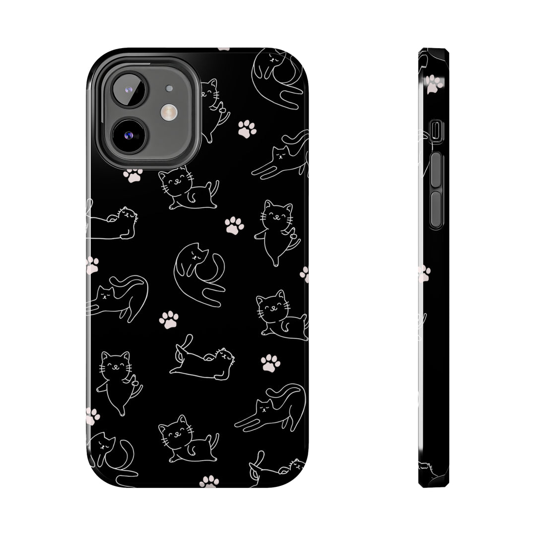 Yoga Cat Black and White Tough iPhone Cases