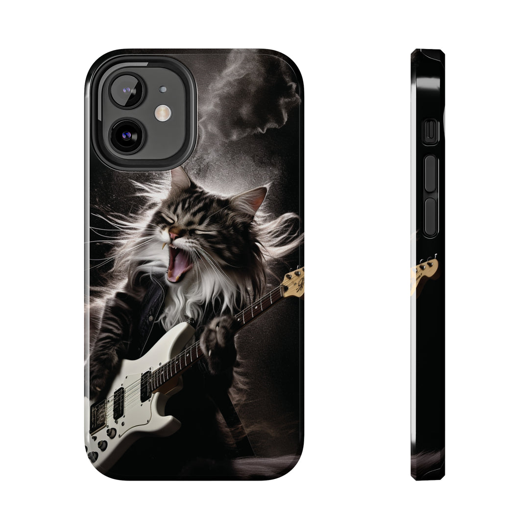 Cool Cat Playing Guitar Music Tough Phone Cases - Madee's Boutique Phone Case Print On Demand Partners Accessories Glossy