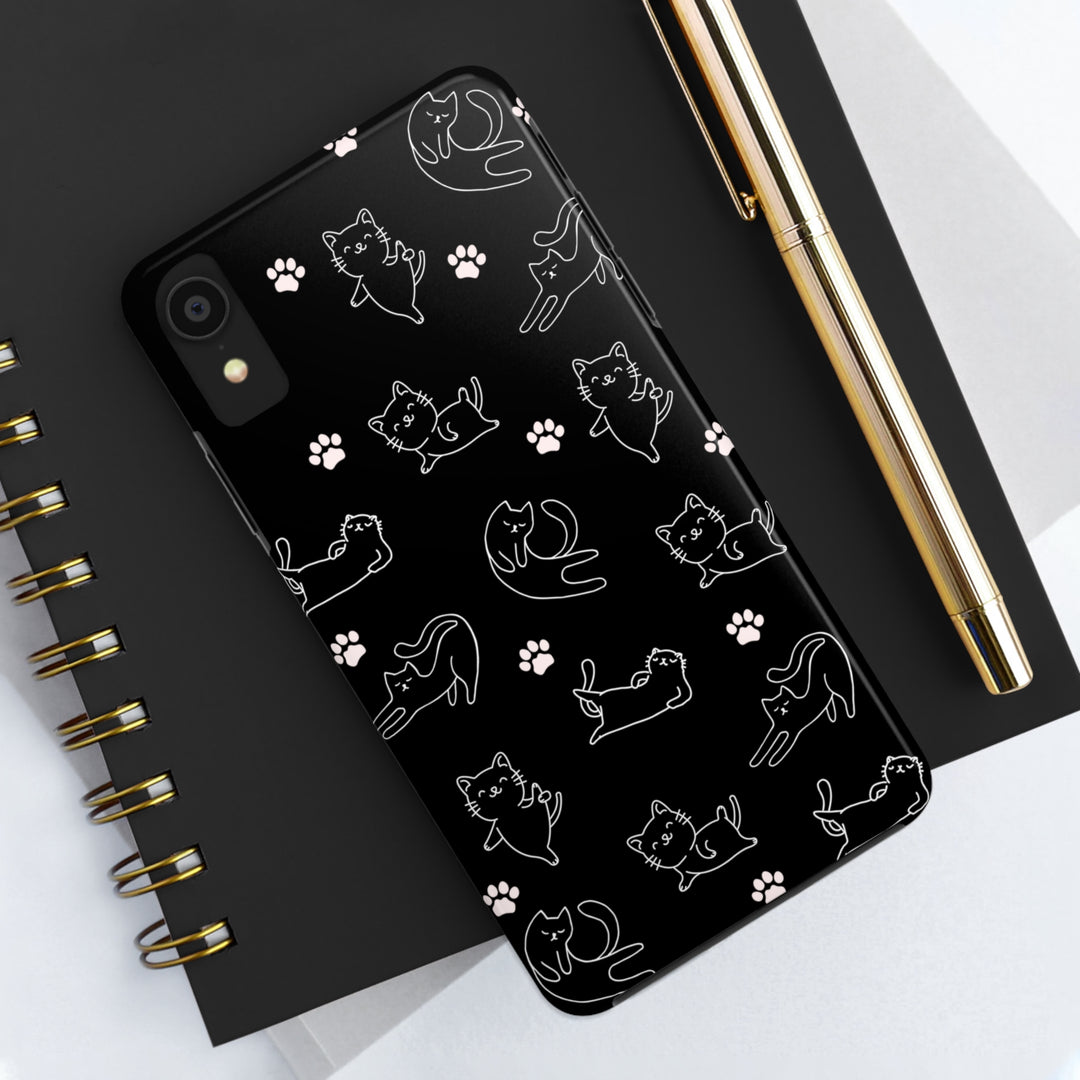 Yoga Cat Black and White Tough iPhone Cases