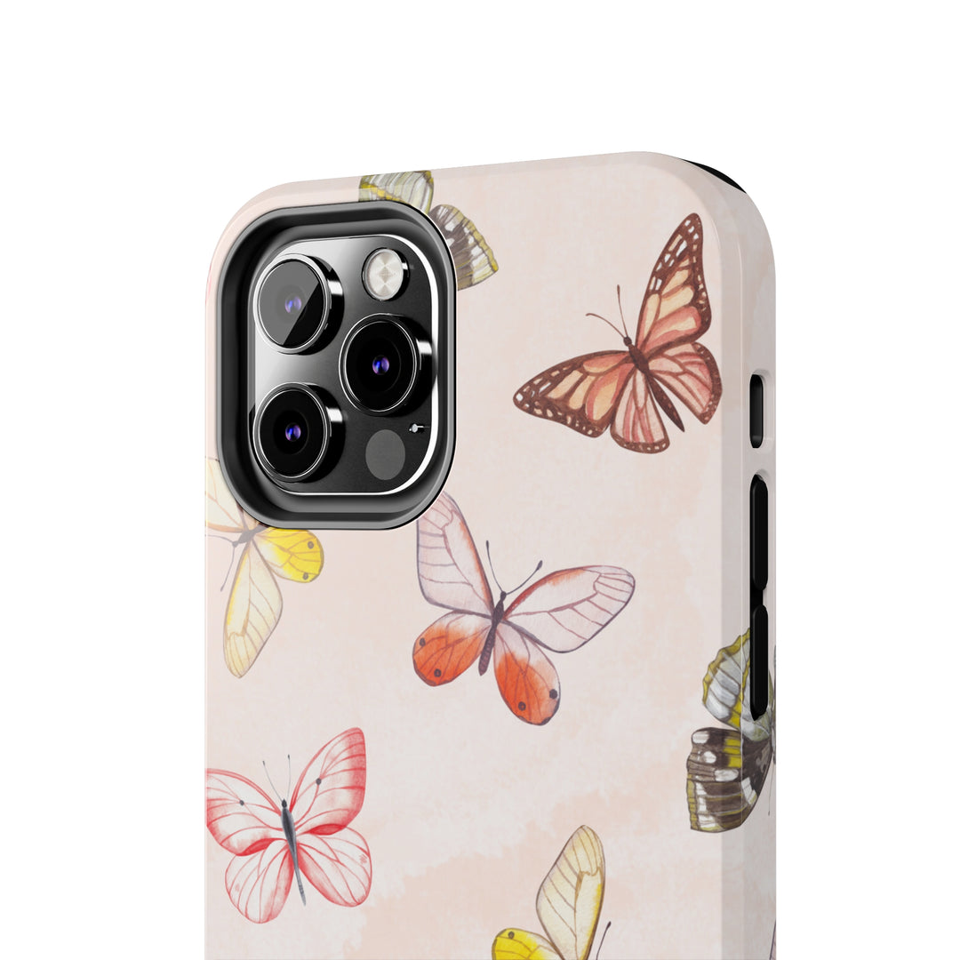 Pastel Pink Tough iPhone Cases with butterfly