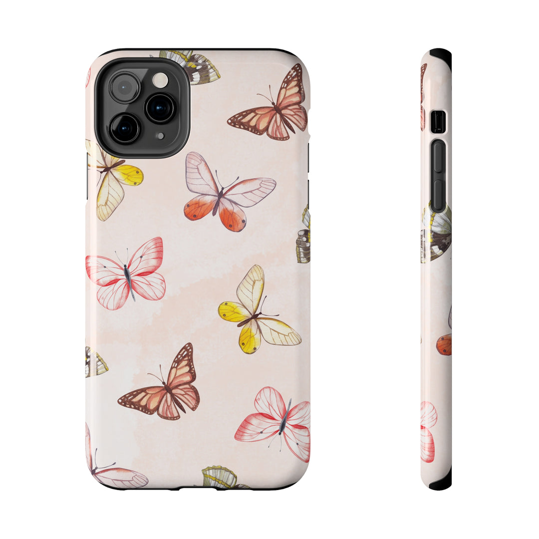 Pastel Pink Tough iPhone Cases with butterfly