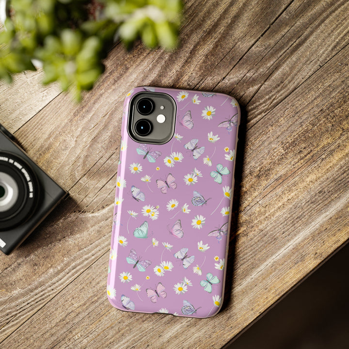 Butterfly & Flowers Tough iPhone Cases