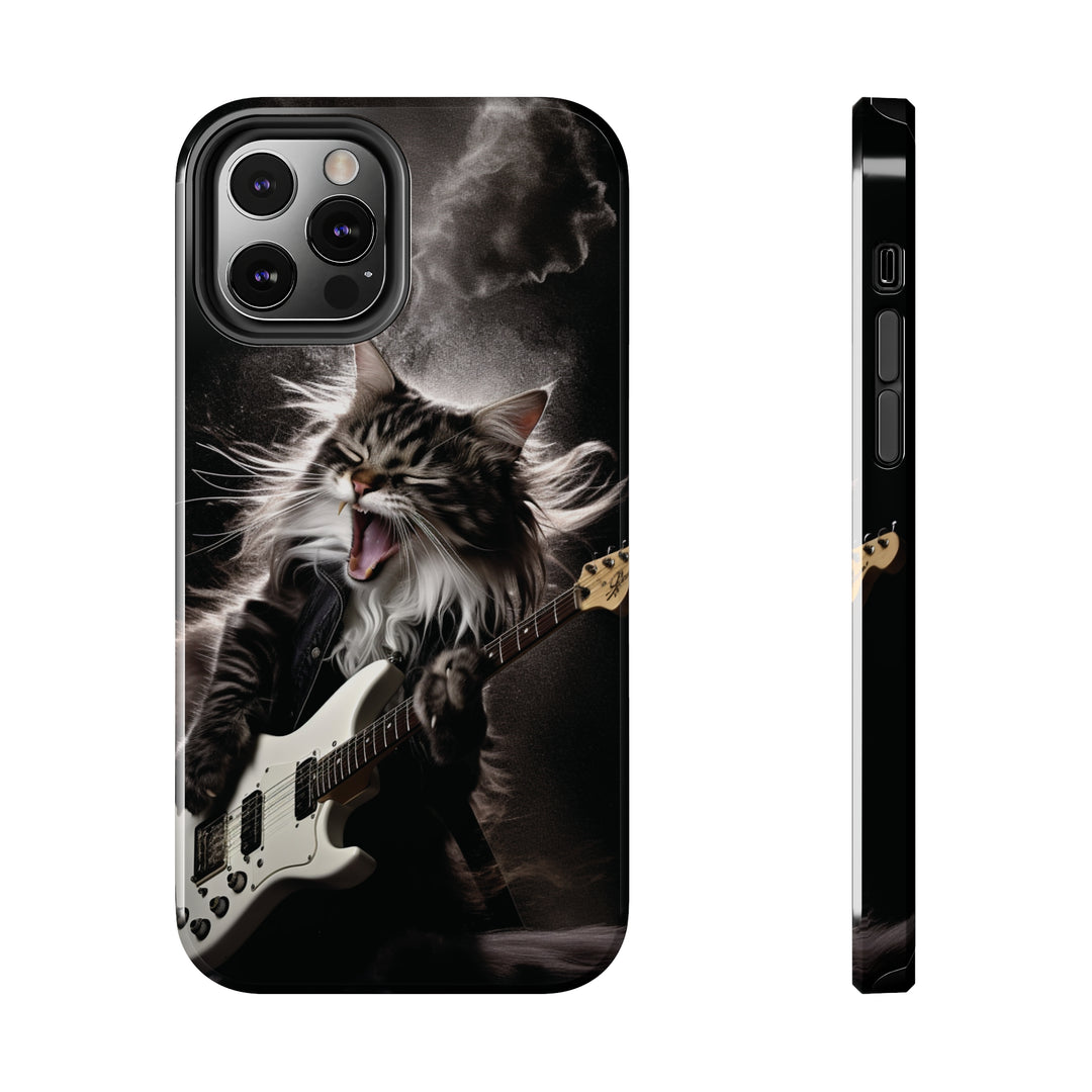 Cool Cat Playing Guitar Music Tough Phone Cases - Madee's Boutique Phone Case Print On Demand Partners Accessories Glossy