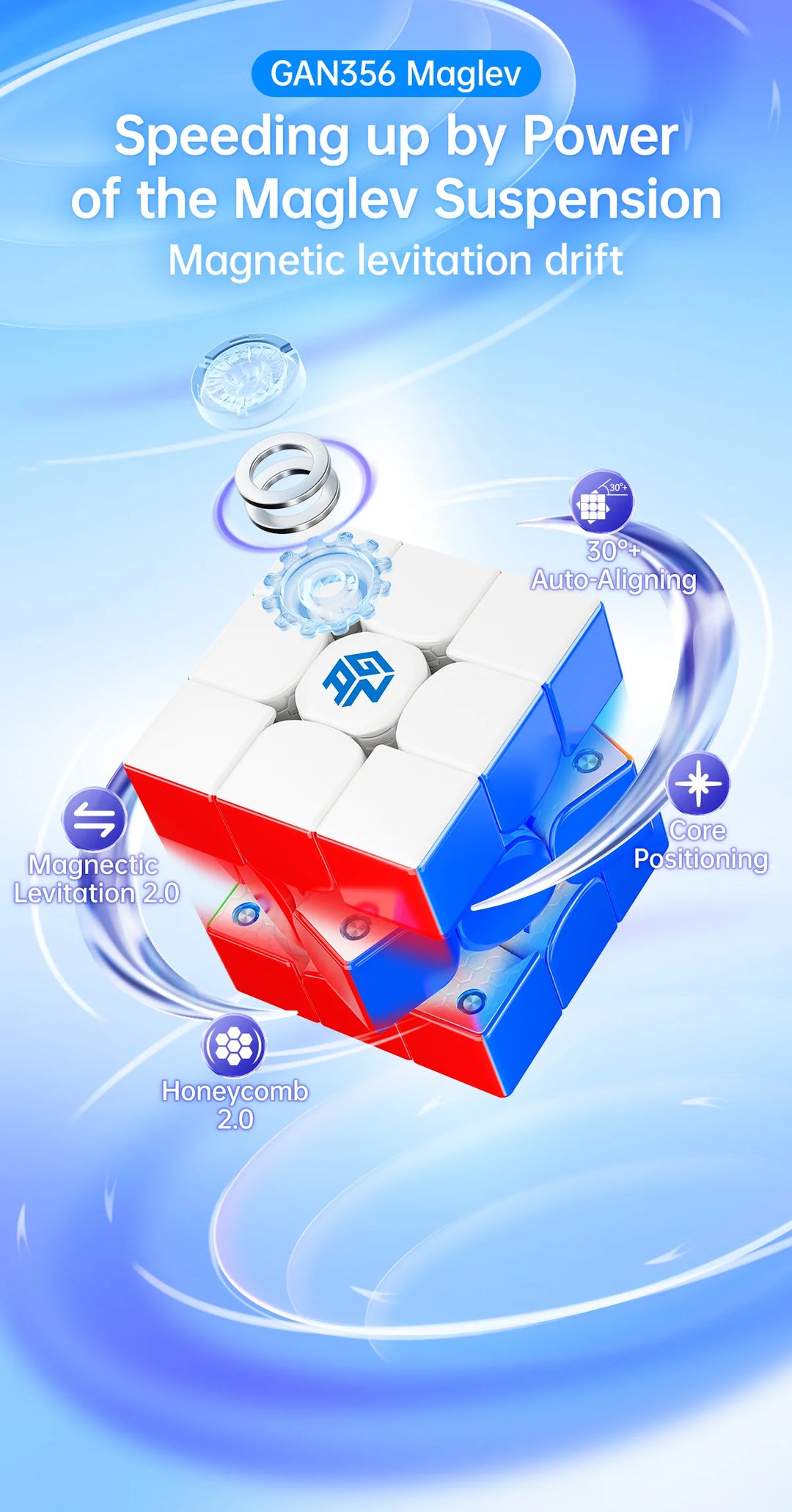GAN 356 Maglev UV Magnetic Magic Speed Cube Stickerless Professional  GAN356 Cubo Magico Puzzle For Children Kids Gift