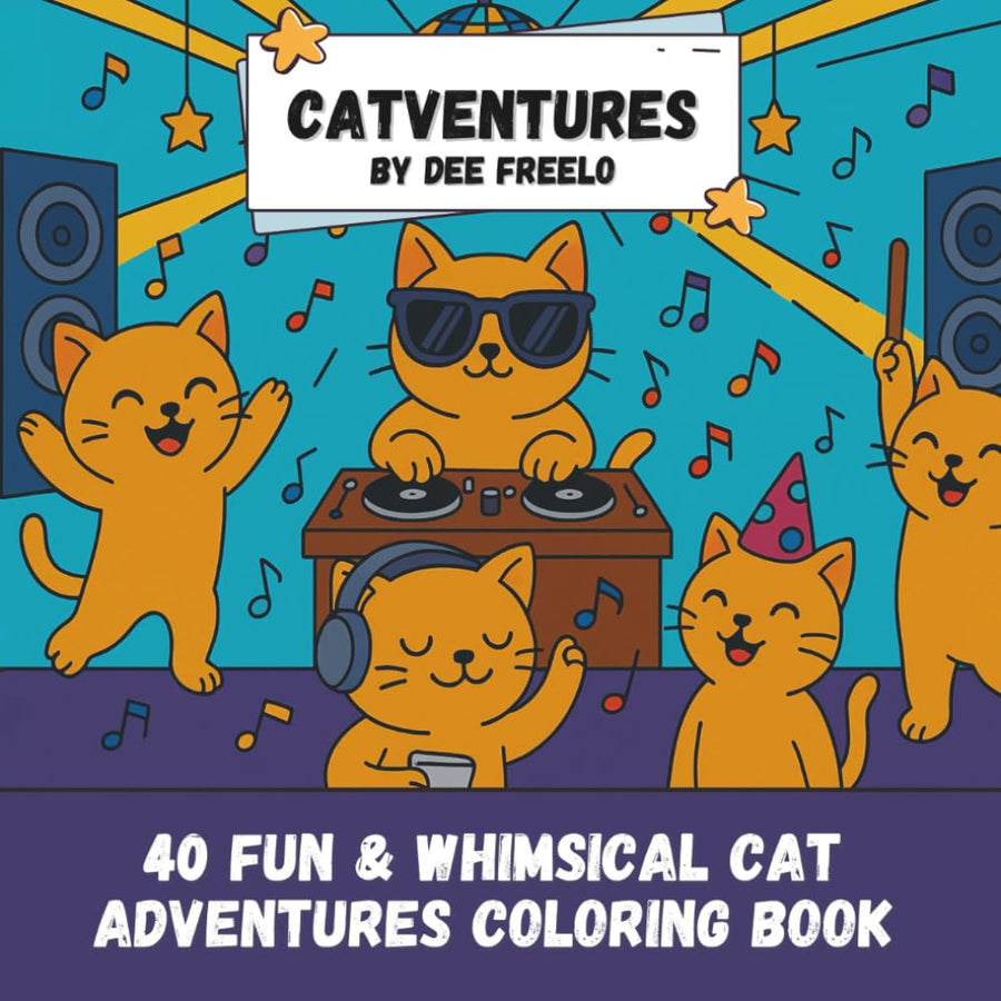 Catventures: 40 Fun & Whimsical Cat Adventures Coloring Book for Teens & Adults - Madee's Boutique Madee's Boutique Animals Book
